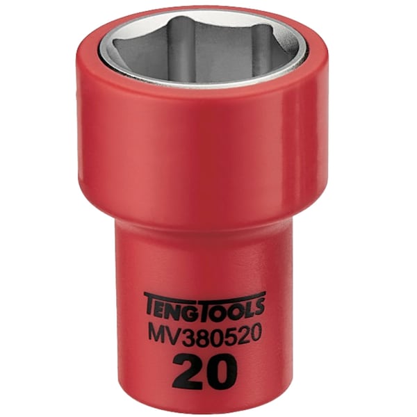 Teng Tools 3/8 Inch Drive 20MM Metric 6 Point 1000 Volt Shallow Insulated Socket MV380520 - main